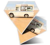 2 x Vinyl Stickers 10 cm - Diamond Shape Ice Cream Van Beach Whitby England Art Print Decal Laptop Tablet Luggage Car Wall Fridge Door Sticker #51216