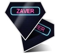 2 x Vinyl Stickers 10 cm - Diamond Shape Neon Sign Design Zavier Name Art Print Decal Laptop Tablet Luggage Car Wall Fridge Door Sticker #352622