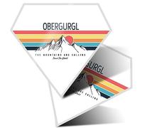 2 x Vinyl Stickers 10 cm - Diamond Shape Obergurgl Mountains Retro Style Art Print Decal Laptop Tablet Luggage Car Wall Fridge Door Sticker #60798