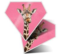 2 x Vinyl Stickers 10 cm - Diamond Shape Pink Space Giraffe Head Art Print Decal Laptop Tablet Luggage Car Wall Fridge Door Sticker #63229