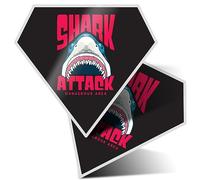 2 x Vinyl Stickers 10 cm - Diamond Shape Shark Attack Surf Scuba Sea Creatures Art Print Decal Laptop Tablet Luggage Car Wall Fridge Door Sticker #58844