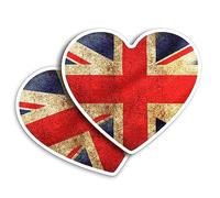 2 x Vinyl Stickers 10 cm - Heart Shape Distressed Union Jack Flag GB UK Art Print Decal Laptop Tablet Luggage Car Wall Fridge Door Sticker #56001