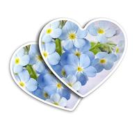 2 x Vinyl Stickers 10 cm - Heart Shape Forget-Me-Not Flowers Illustration Art Print Decal Laptop Tablet Luggage Car Wall Fridge Door Sticker #50924