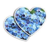 2 x Vinyl Stickers 10 cm - Heart Shape Forget-Me-Not Flowers Purple Blue Art Print Decal Laptop Tablet Luggage Car Wall Fridge Door Sticker #50925
