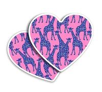 2 x Vinyl Stickers 10 cm - Heart Shape Pink Abstract Giraffe Pattern Girls Mum Art Print Decal Laptop Tablet Luggage Car Wall Fridge Door Sticker #170724