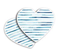 2 x Vinyl Stickers 10 cm - Heart Shape Watercolour Line Blue Seaside Water Art Print Decal Laptop Tablet Luggage Car Wall Fridge Door Sticker #170371