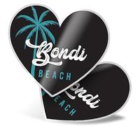 2 x Vinyl Stickers 15 cm - Heart Shape Bondi Beach Palm Tree Summer Art Print Decal Laptop Tablet Luggage Car Wall Fridge Door Sticker #60291