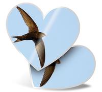 2 x Vinyl Stickers 15 cm - Heart Shape Flying Swift Bird Wild Nature Art Print Decal Laptop Tablet Luggage Car Wall Fridge Door Sticker #52855