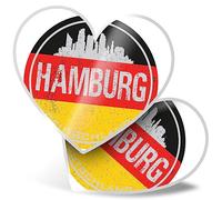 2 x Vinyl Stickers 15 cm - Heart Shape Hamburg Germany Flag German Travel Art Print Decal Laptop Tablet Luggage Car Wall Fridge Door Sticker #58924