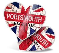 2 x Vinyl Stickers 15 cm - Heart Shape Portsmouth England Flag Circle Art Print Decal Laptop Tablet Luggage Car Wall Fridge Door Sticker #61130