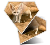 2 x Vinyl Stickers 7.5 cm - Diamond Shape Fennec Fox Wild Animal Big Ears Art Print Decal Laptop Tablet Luggage Car Wall Fridge Door Sticker #50880