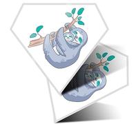 2 x Vinyl Stickers 7.5 cm - Diamond Shape Lazy Sloth Tree Branch Violet Art Print Decal Laptop Tablet Luggage Car Wall Fridge Door Sticker #60274
