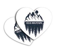 2 x Vinyl Stickers 7.5 cm - Heart Shape Atlas Mountains Range Forest Art Print Decal Laptop Tablet Luggage Car Wall Fridge Door Sticker #61001