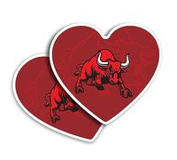 2 x Vinyl Stickers 7.5 cm - Heart Shape Bull Mascot Chicago Bulls Art Print Decal Laptop Tablet Luggage Car Wall Fridge Door Sticker #56073