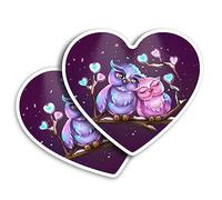 2 x Vinyl Stickers 7.5 cm - Heart Shape Cute Owl Couple Drawing Art Print Decal Laptop Tablet Luggage Car Wall Fridge Door Sticker #50679