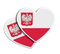 2 x Vinyl Stickers 7.5 cm - Heart Shape Traditional Poland Polska Polish Flag Art Print Decal Laptop Tablet Luggage Car Wall Fridge Door Sticker #56021