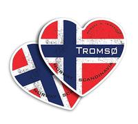 2 x Vinyl Stickers 7.5 cm - Heart Shape Tromso Tromsø Norway Flag Norwegian Art Print Decal Laptop Tablet Luggage Car Wall Fridge Door Sticker #59084