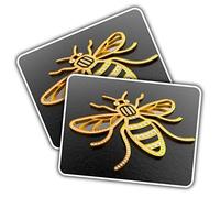 2 x Vinyl Stickers - Rectangle Shape 10x7cm 3D Manchester Bee Logo Art Print Decal Laptop Tablet Luggage Car Wall Fridge Door Sticker #50003