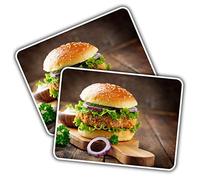 2 x Vinyl Stickers - Rectangle Shape 10x7cm Chicken Burger Fast Food Takeaway Art Print Decal Laptop Tablet Luggage Car Wall Fridge Door Sticker #50499
