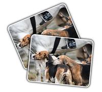 2 x Vinyl Stickers - Rectangle Shape 10x7cm Fox Hounds Dogs Hunting Horse Art Print Decal Laptop Tablet Luggage Car Wall Fridge Door Sticker #52858