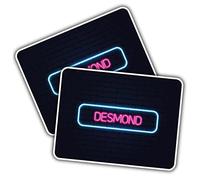 2 x Vinyl Stickers - Rectangle Shape 10x7cm Neon Sign Design Desmond Name Art Print Decal Laptop Tablet Luggage Car Wall Fridge Door Sticker #351843