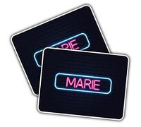 2 x Vinyl Stickers - Rectangle Shape 10x7cm Neon Sign Design Marie Name Art Print Decal Laptop Tablet Luggage Car Wall Fridge Door Sticker #353311