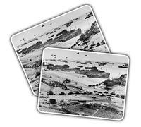 2 x Vinyl Stickers - Rectangle Shape 10x7cm Omaha Beach 1944 WW2 Normandy France Art Print Decal Laptop Tablet Luggage Car Wall Fridge Door Sticker #51605