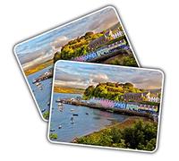 2 x Vinyl Stickers - Rectangle Shape 10x7cm Portree Isle of Skye Scotland Art Print Decal Laptop Tablet Luggage Car Wall Fridge Door Sticker #51764