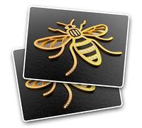 2 x Vinyl Stickers - Rectangle Shape 7.5x5cm 3D Manchester Bee Logo Art Print Decal Laptop Tablet Luggage Car Wall Fridge Door Sticker #50003