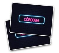 2 x Vinyl Stickers - Rectangle Shape 7.5x5cm Neon Sign Design Córdoba City Spain Art Print Decal Laptop Tablet Luggage Car Wall Fridge Door Sticker #350082