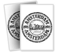 2 x Vinyl Stickers - Rectangle Shape 7x10cm - BW - Amsterdam Netherlands Travel Stamp Art Print Decal Laptop Tablet Luggage Car Bike Sticker #40412