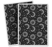 2 x Vinyl Stickers - Rectangle Shape 7x10cm - BW - Bohemian Moon Sun & Stars Art Print Decal Laptop Tablet Luggage Car Bike Sticker #35258