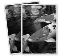 2 x Vinyl Stickers - Rectangle Shape 7x10cm - BW - Koi Carp Pond Fish Japanese Art Print Decal Laptop Tablet Luggage Car Bike Sticker #43106
