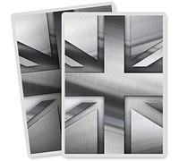 2 x Vinyl Stickers - Rectangle Shape 7x10cm - Silver Metallic Union Jack Flag Art Print Decal Laptop Tablet Luggage Car Bike Sticker #21865