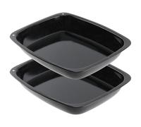2 x Vitreous Enamel Roasting Tin Deep Large Non Stick Pans for Cooker Oven