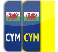 2 x Wales CYM Badge Car Number Plate Self-Adhesive Vinyl Stickers UK Legal Welsh Flag Decals