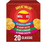 2 x Walkars Crisps Classic Variety Multipack - 20 x 25g Bags - Ready Salted, Cheese & Onion, Salt & Vinegar - British Snack Favourite