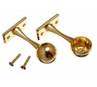 2 x Wardrobe Rod Rail END Support Brackets Brass Plated EB 19mm