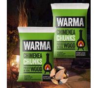 2 X Warma Chimenea Wood Chunks Kiln Dried Wood Logs Fire Pit Fuel 7Kg
