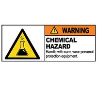 2 x WARNING - CHEMICAL HAZARD - Warning Sign Removable Self Adhesive Waterproof Durable Vinyl Label Sticker 225mm x 106mm