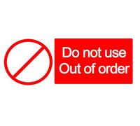 2 x WARNING - DO NOT USE OUT OF ORDER - Warning Sign Removable Self Adhesive Waterproof Durable Vinyl Label Sticker 225mm x 106mm