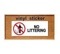 2 x WARNING - NO LITTERING - Warning Sign Removable Self Adhesive Waterproof Durable Vinyl Label Sticker 225mm x 106mm