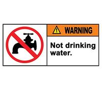 2 x Warning - Not Drinking Water - Info Label Sign Removable Self Adhesive Waterproof Durable Vinyl Label Sticker 225mm x 106mm