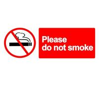 2 x WARNING - PLEASE DO NOT SMOKE - Warning Sign Removable Self Adhesive Waterproof Durable Vinyl Label Sticker 225mm x 106mm