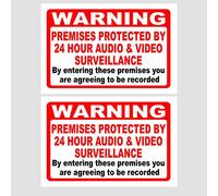 2 x Warning these Premises are protected by Audio and Video Surveillance CCTV Camera - STATIC CLING Window Sticker Sign A5 size (200 mm x 135 mm)