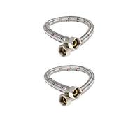 2 x Water Flexible Hose 3/8" x 3/8" Length - 500mm BSP Both Ends Stainless Steel Braided Flexi Pipe