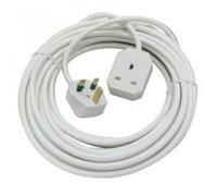 2 x Way 3 m Mains Power Extension Lead - White