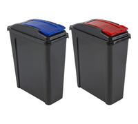 2 x Wham 25L Slimline Home Trash Waste Plastic Recycling Bin