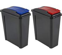 2 x Wham 25L Slimline Home Trash Waste Plastic Recycling Bin