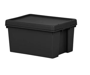 2 x Wham Black 16L Heavy Duty Storage Box Upcycled Plastic 38.5cm 29cm x 21.5cm